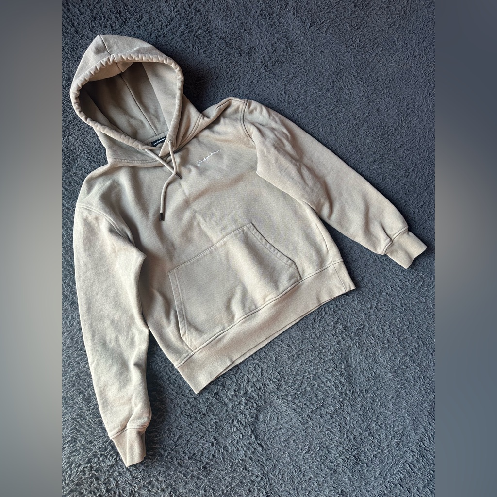 Jacquemus Embroidered Hooded Sweatshirt In Taupe, Size Xs